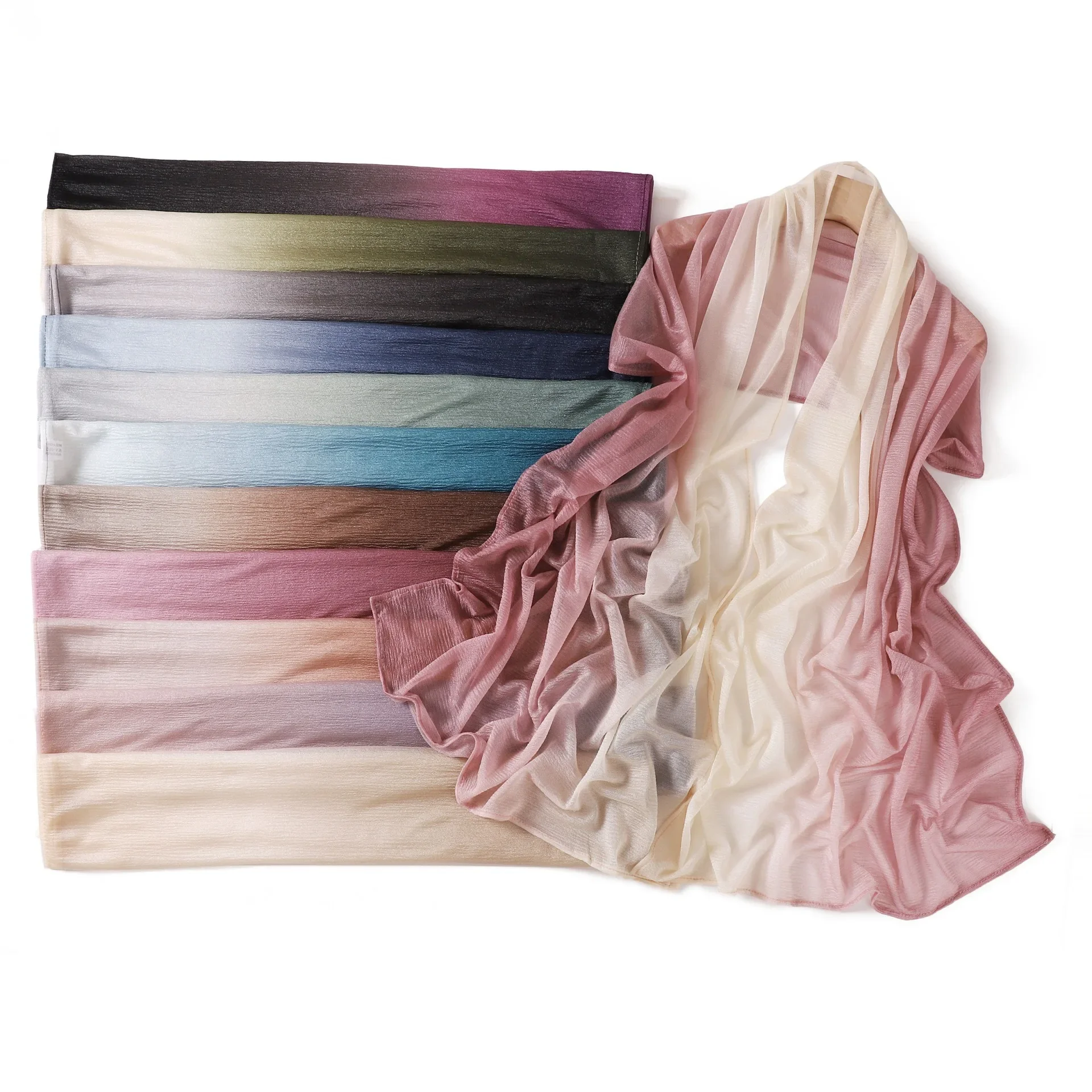 

Crinkle Scarf Gradient Color Scarves Muslim Hijab Women Headscarf Shawl Wrap Bandanas Headband Bufanda Foulard Turbante Mujer