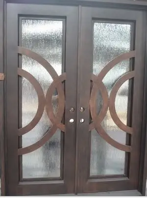 Arched Entry Metal Steel Iron Glass Door Exterior Iron Door Steel Mesh Boundary Wall Gate Design