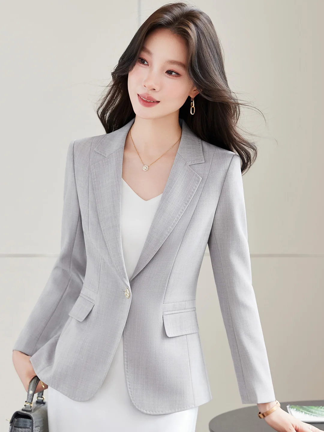 Casual Versatile Women's Suit Jacket Autumn Winter New Style High Quality Elegant Commute Wind Long Sleeve Single Button Closure