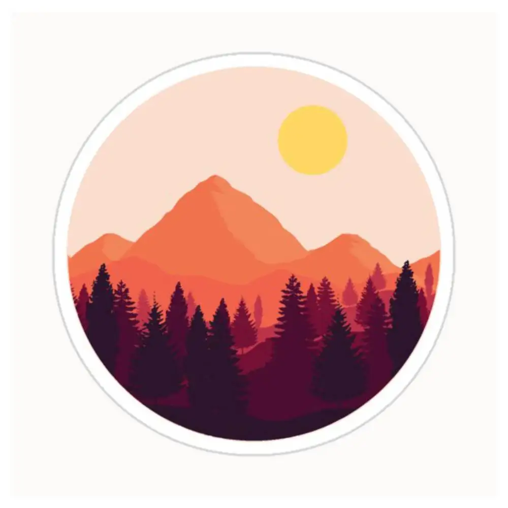 Forest Mountain Horizon Waterproof Stickers For Decorating Car Windows Motorcycles And Computers.