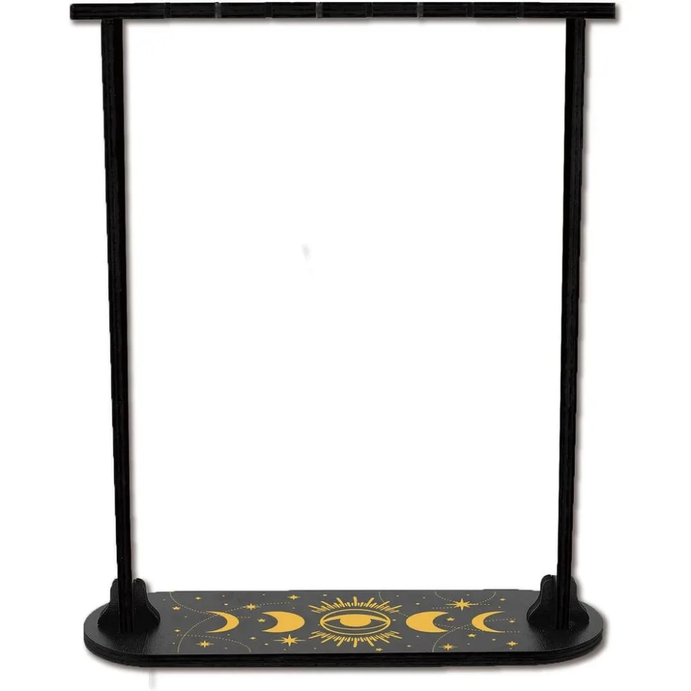 Small Display Shelf Moon Phase Eye Wooden Holder Stand Divination Pendulum Storage Rack Chain Magical for Hanging Crystals Stone