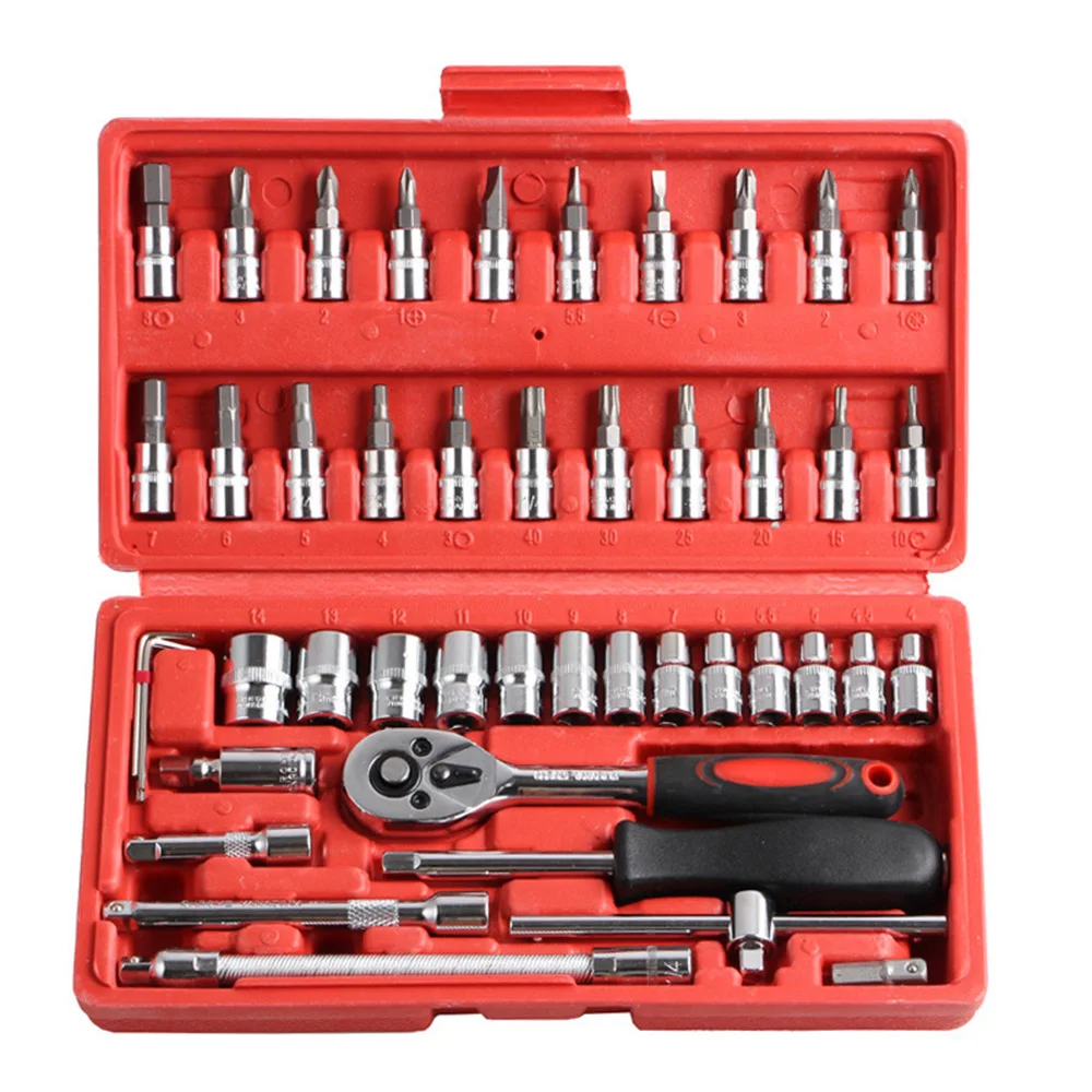 Socket Wrench Set Car Repair Ratchet Wrench Key Spanner Nut Tool Head Ratchet Metric Spanner Set Tools Open Kit