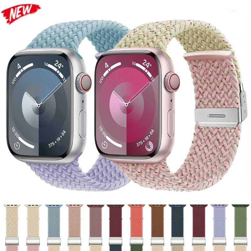 

Braided Nylon Strap for Apple Watch Band Ultra2 10 9 8 7 49mm 46mm 45mm 41mm Bracelet Wristband IWatch 6 5 4 SE 44mm 42mm 40mm