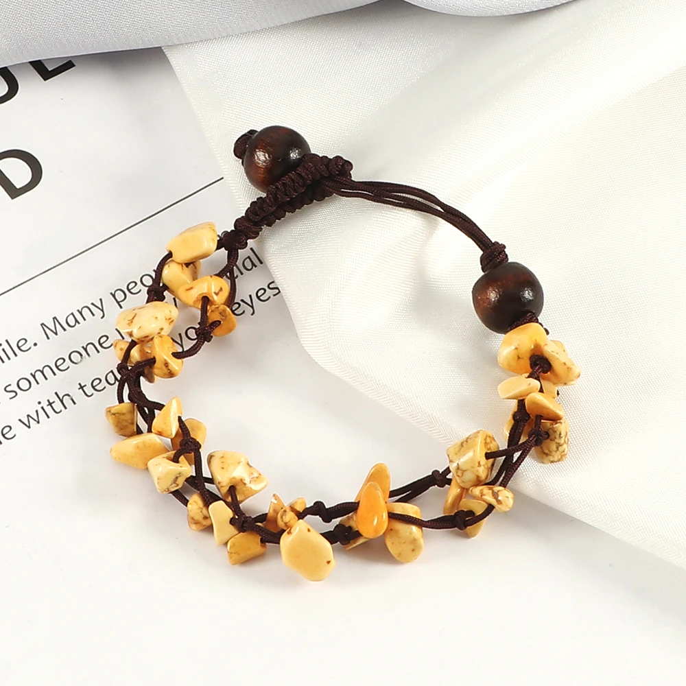 Women Natural Crushed Stone Bracelet Handmade Braided Adjustable Wristbands Vacation Healing Energy For Men Fashion Jewelry Gift