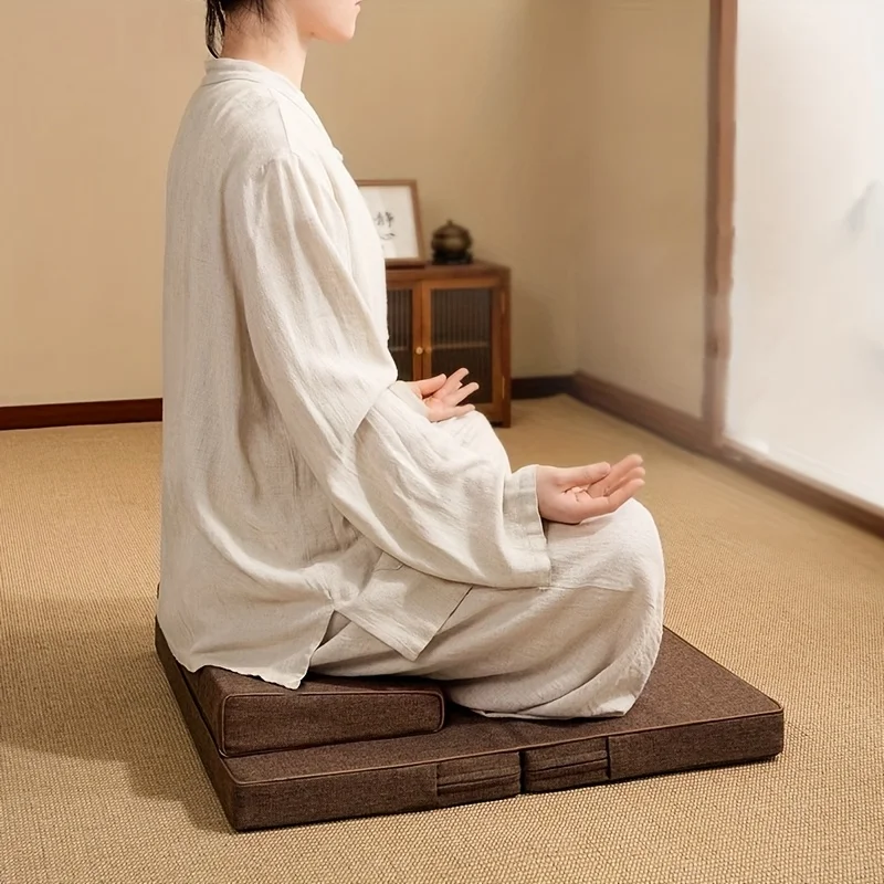 Lotus Pattern Embroidered Cushion Tatami Floor Cushion Balcony Window Meditation Cushion Folded and Stored Home Furnishings
