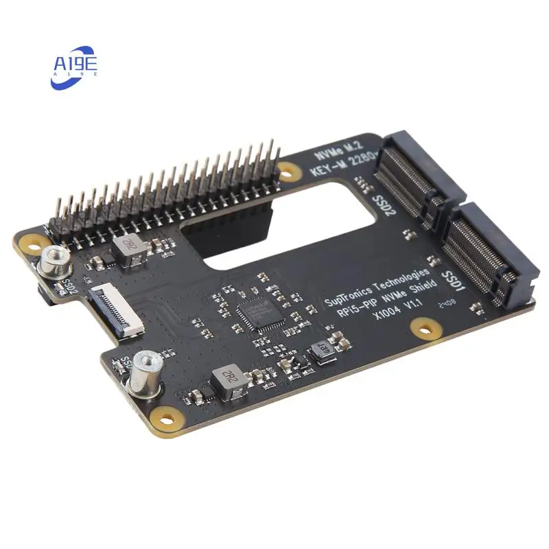 

A19E-X1004 For Raspberry Pi 5 PCIE To M.2 NVME Dual SSD Expansion Board Double 2280 NOT Support BOOT From NVME SSD