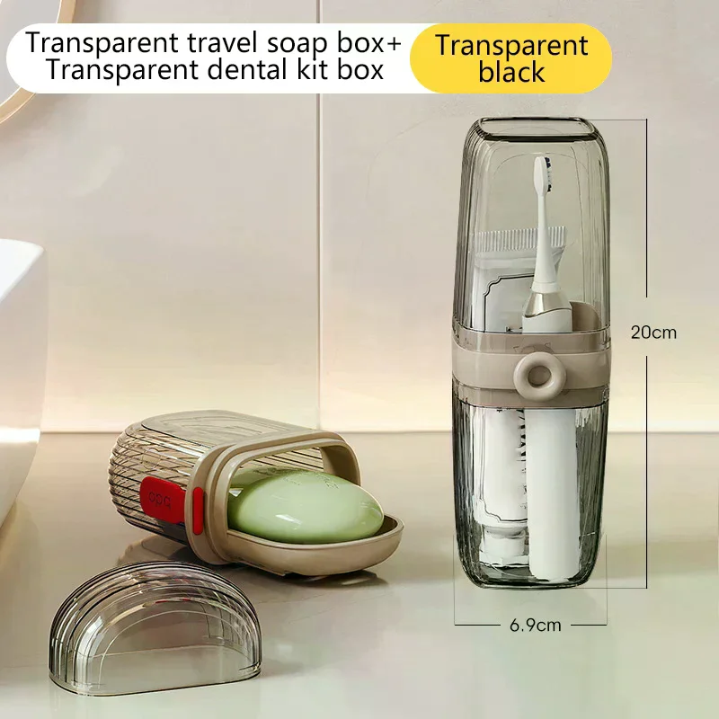 2PCS/Set Portable Toothbrush Storage Box Plastic Soap Case For Travel Container Dish Tray Toiletry Set Travel Supplies