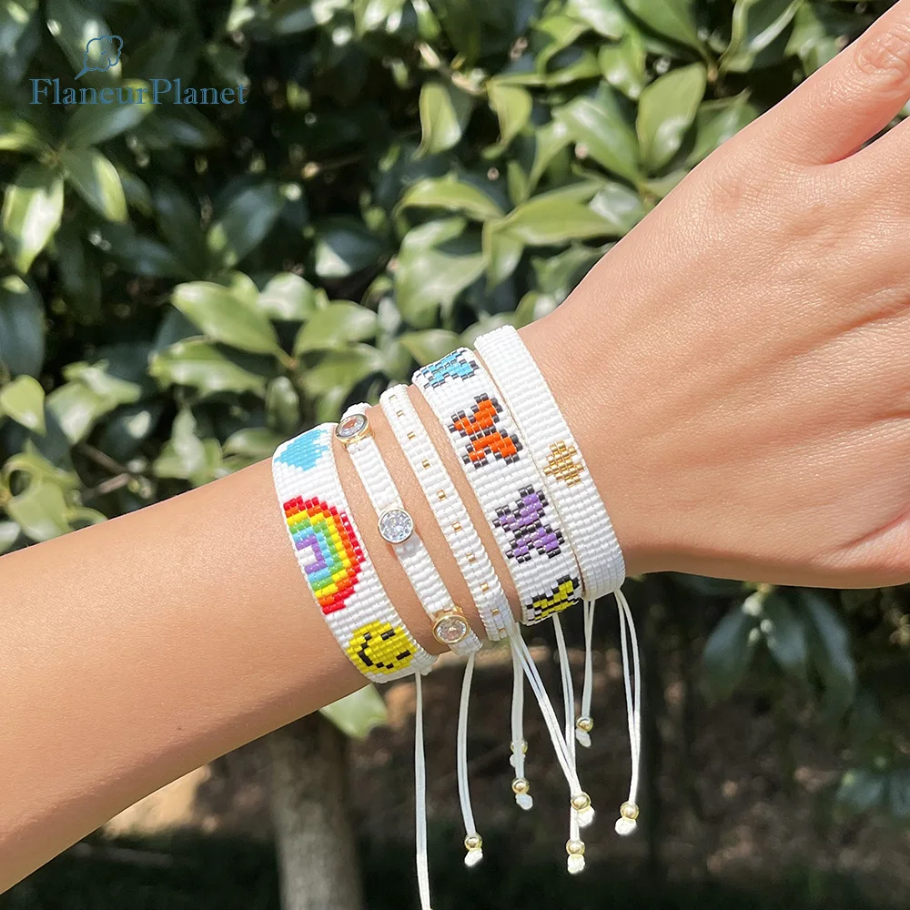 FlaneurPlanet Adjustable White Bracelets With Fashion Elements Butterfly