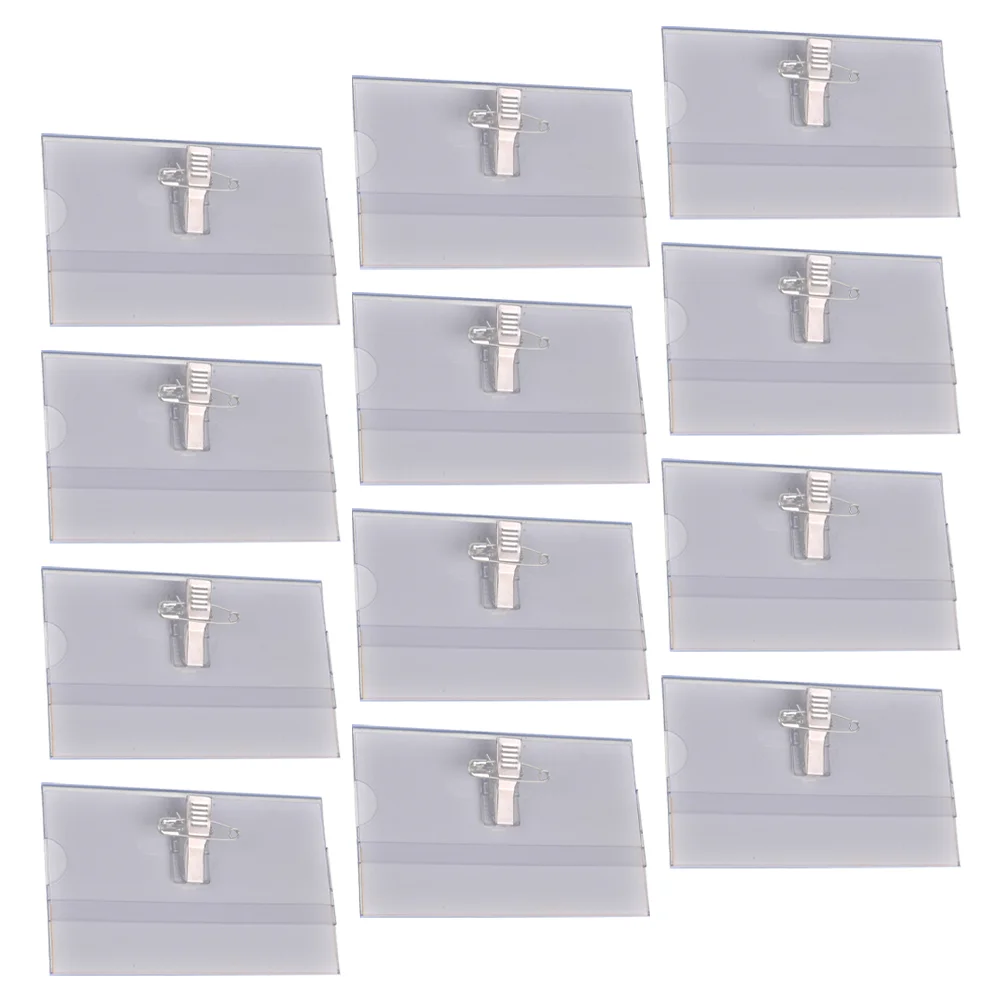 50 Pcs Transparent Badge Never Drop ID Clip Name Tags with Clips Staff Badges Holder Pvc Practical