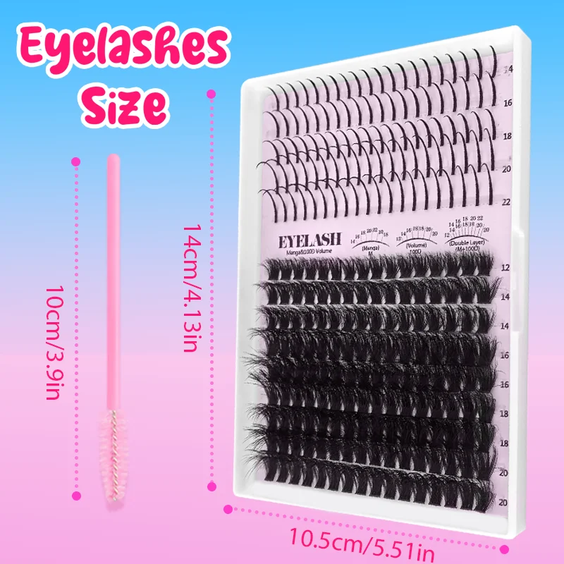 235-teiliges DIY Wimpernverlängerungs-Set, D-Curl Wimpernbüschel, 100D Voluminöse und Dichte Wimpernbüschel 12mm-20mm, Geschenkset – Detail 6
