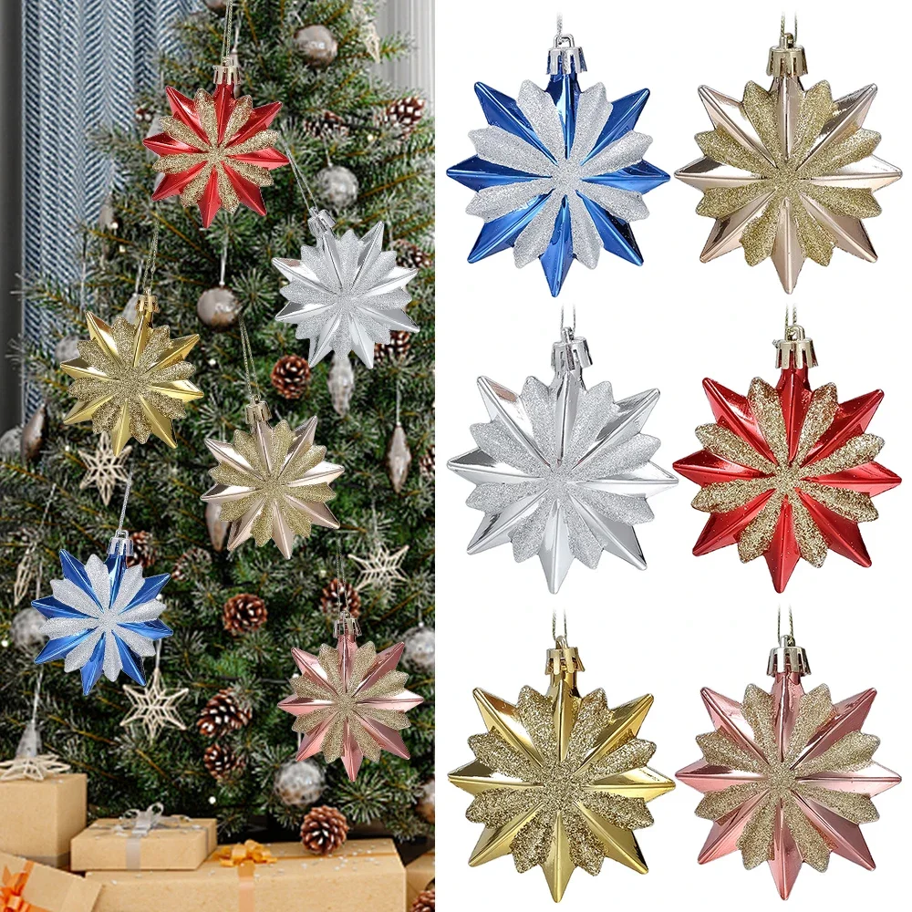 4Pcs Merry Christmas Pendant Gold Star Xmas Tree Hanging Ornaments Christmas New Year Navidad Decorations 2022 Xmas Kids Gifts