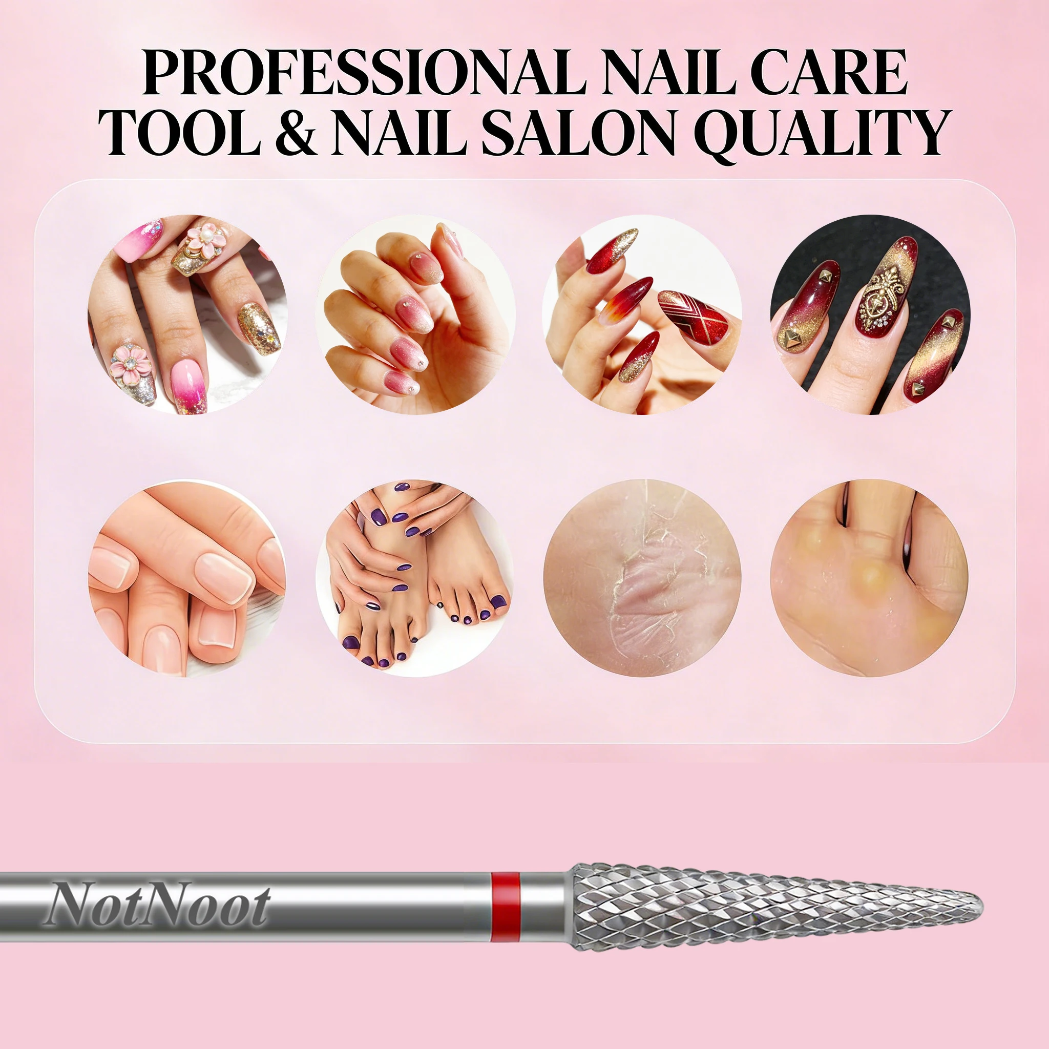 Sicherer Nagelhautentferner Nagelbohrer aus Wolframkarbid Silber 3/32 Zoll Nagelgel-Nagelhautentferner-Bohrer für Nägel – Detail 4
