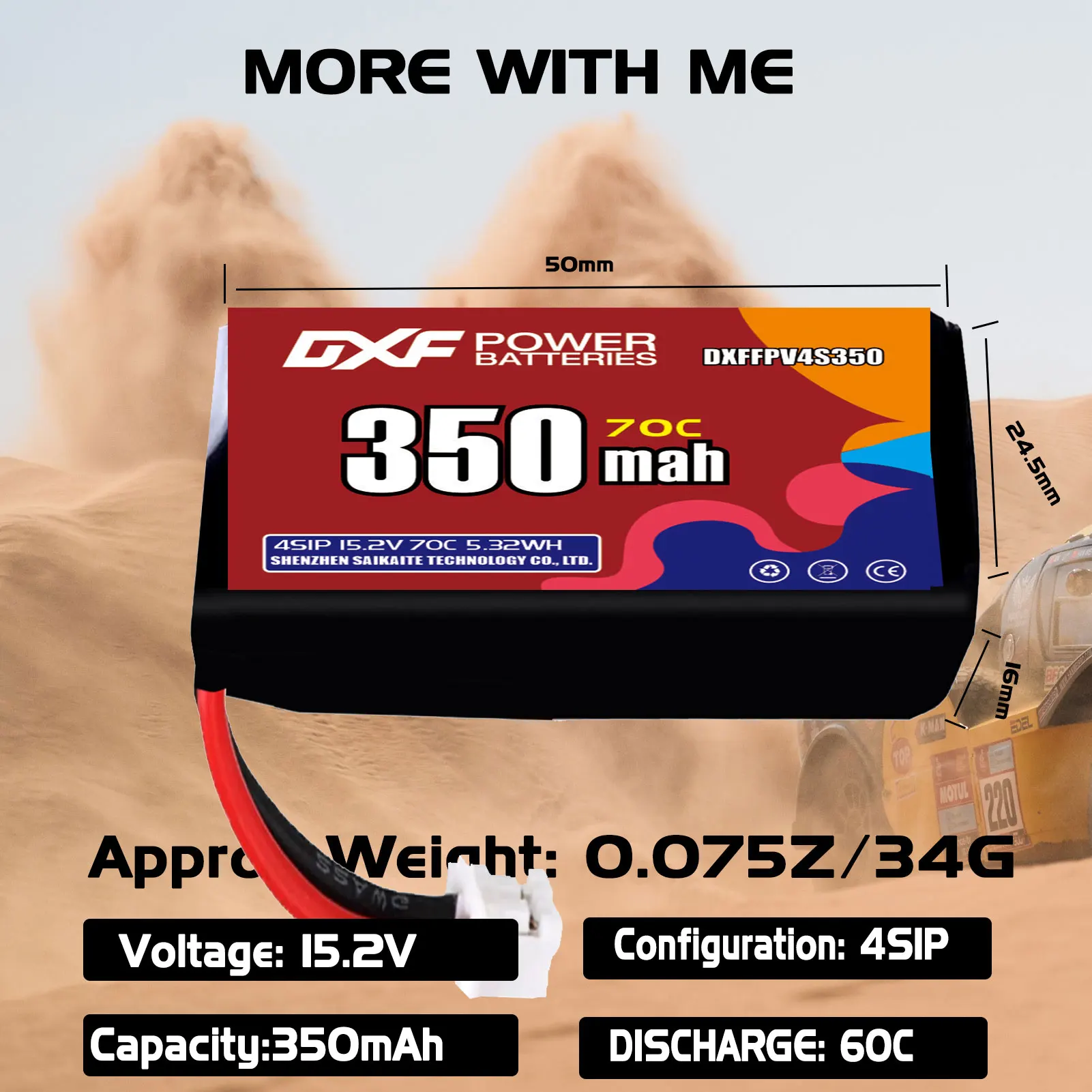 Batterie Lipo 4s 350mAh 70C 15.2V avec prise XT30 XT60 JST pour avion RC hélicoptère quadrirotor FPV Drone de course pièces de rechange