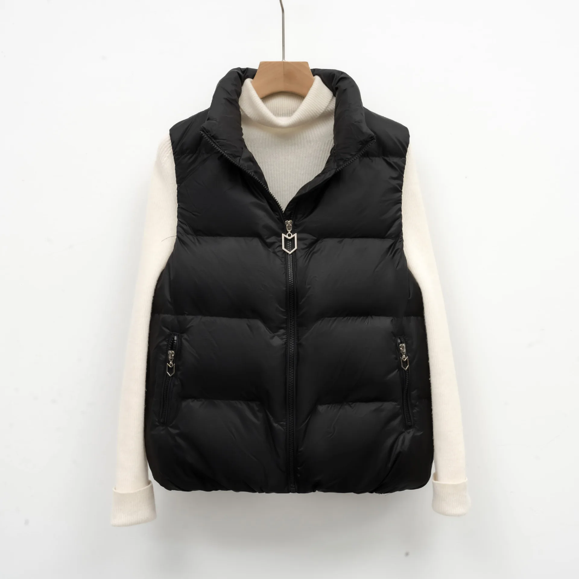 Backless Vest New Simple Down Jacket Women's Autumn Winter Loose Stand-Up Collar Vest Women's White Duck Down Coat