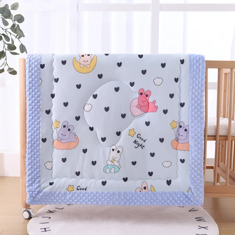 95X95cm Winter Thick Muslin Quilt for Newborns with Padded Crib Blankets Baby Bear Blanket