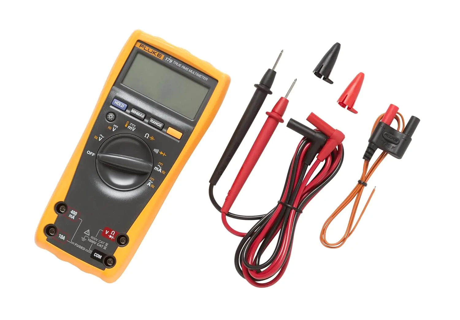 179 Multimeter with Backlight, Includes Built-In Thermometer to Measure Temperature, Measures True-RMS AC Current and Voltage, F