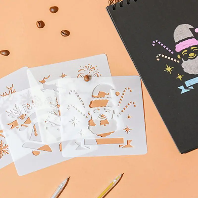 16Pcs/12Pcs DIY 메리 크리스마스 드로잉 스텐실 템플릿 엠보싱 종이 카드 그림 Scrapbooking 스탬프 앨범 장식