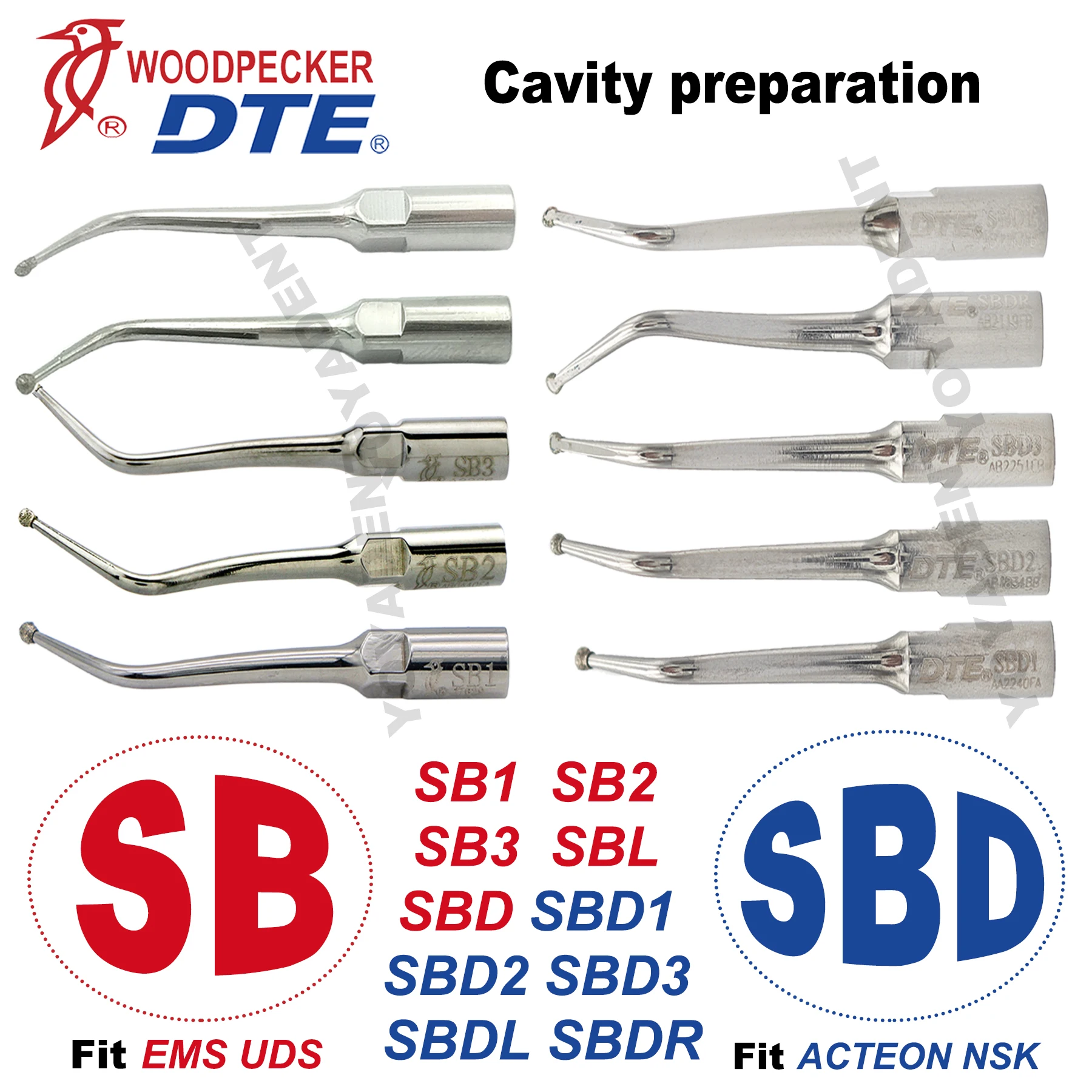 

Woodpecker DTE Dental Ultrasonic Scaler Tips Cavity Preparation Tips Fit EMS UDS NSK SATELEC ACTEON Handpiece Dentistry Tools