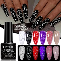 LILYCUTE 7ml Crackle Gel Nail Polish Quick Natural Air Dry Marble Cracking Effect Full Coverage Manicure Nail Art Gel Varnish