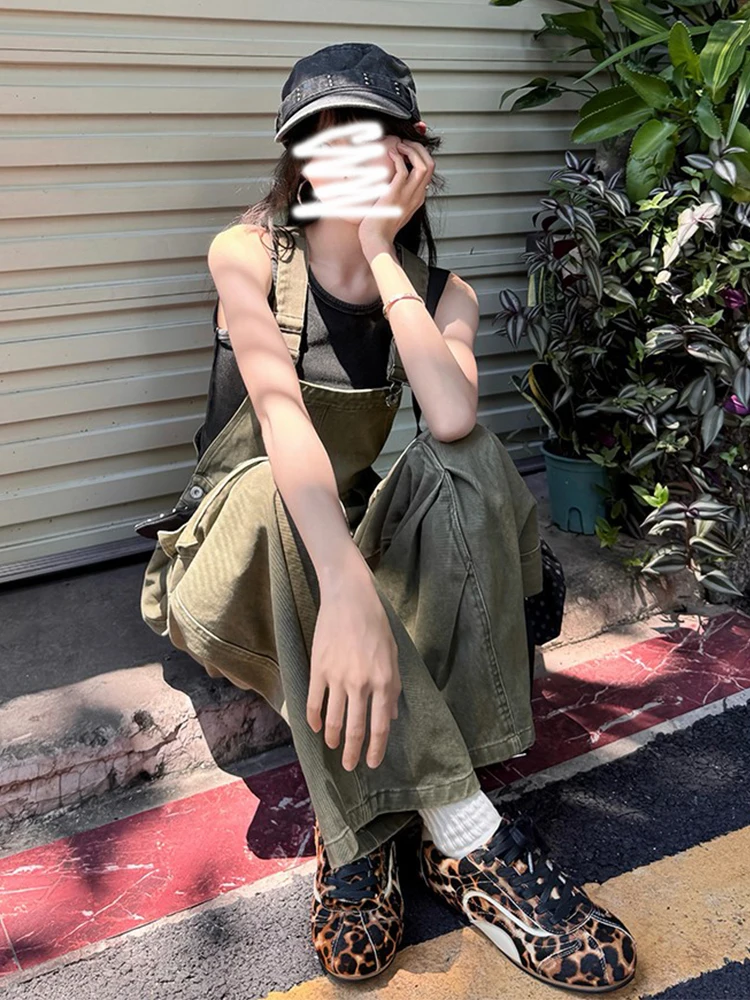 Retro American een Denim Overalls Women's Loose Wide Leg Jumpsuit Spring Summer New Sle High Waist Casual Resistant to Dirt