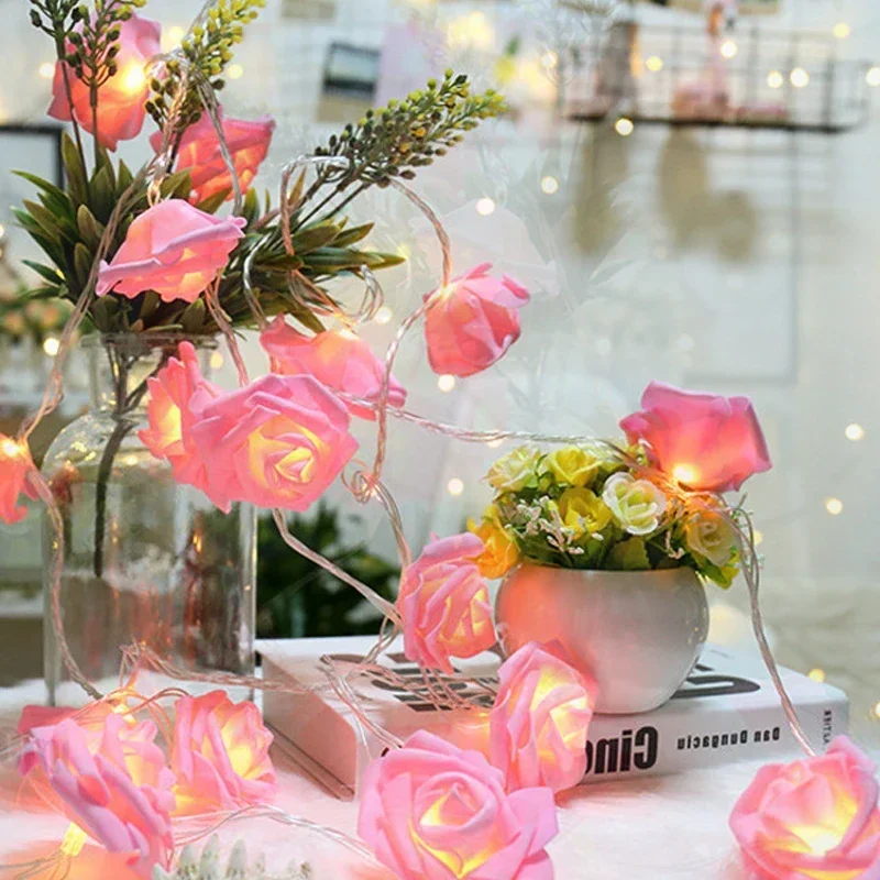 romántico para el día de San Valentín, propuesta de confesión, rosa creativa, guirlande lumineuse LED, lanterne de décoration para habitación de