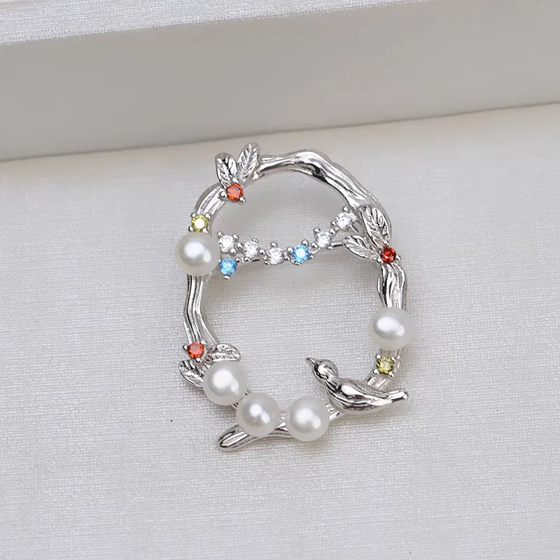 Gorgeous 925 Sterling Silver Brooch Mounts Base Findings Settings Mountings Jewelry Fittings for 4-5mm Pearls 3pcs/lot