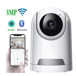 HONTUSEC 3MP ICSEE PTZ Camera Human Detect Auto Tracking Surveillance Cameras Two Way Audio ICSEE Camera Support Alexa Google