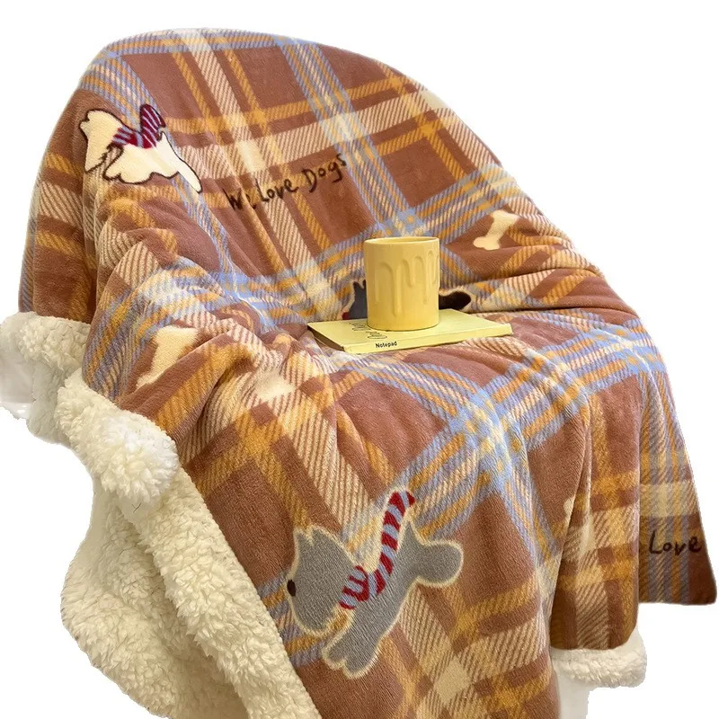 2025 جديد الحليب الضأن الصوف بطانية الكرتون لطيف Ins الرياح الشتاء أريكة بطانية سميكة بطانية مكتب قيلولة بطانية #5