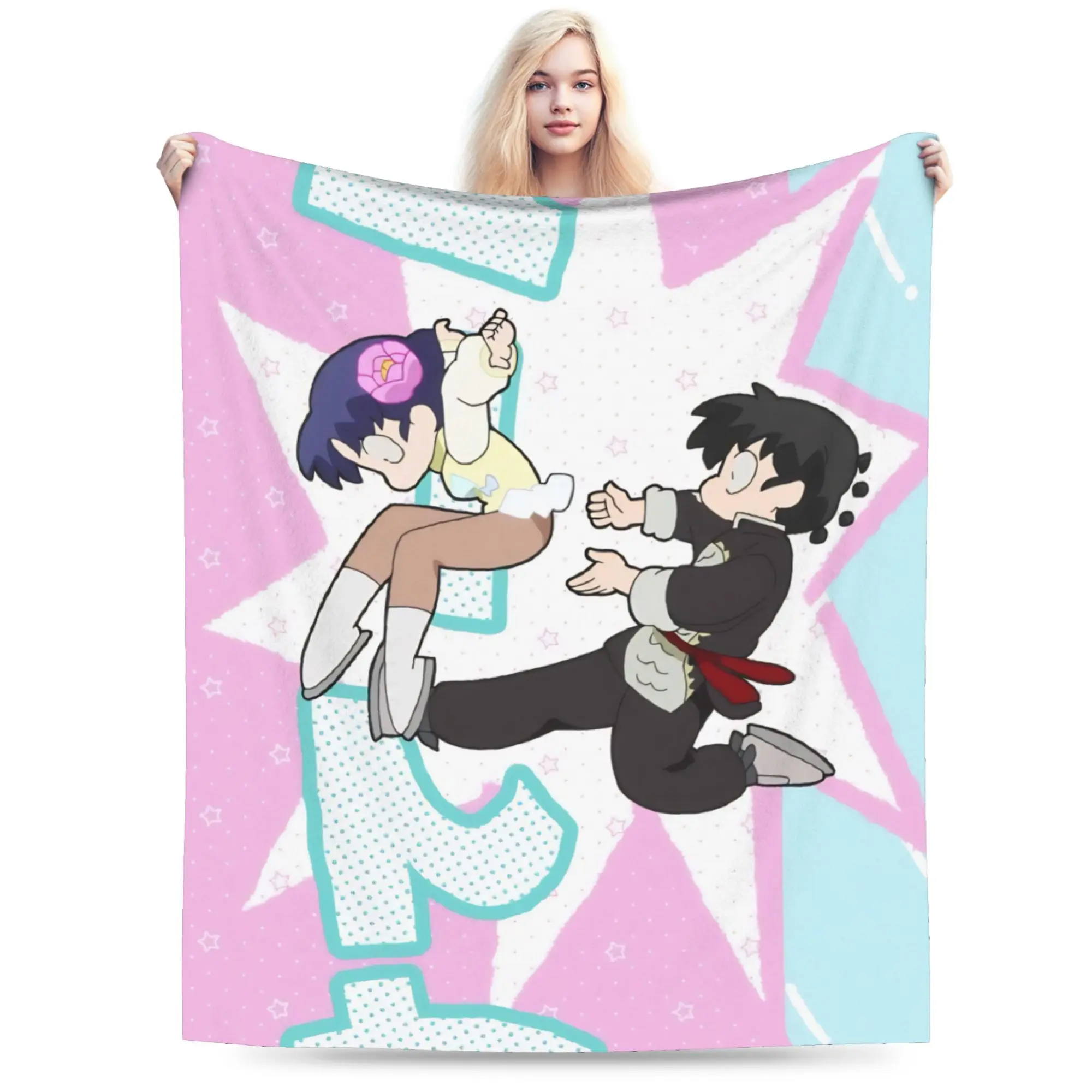 Ranma Japanese Anime Blanket Velvet All Season  Portable Ultra-Soft Throw Blanket for Sofa Office Bedding Throws