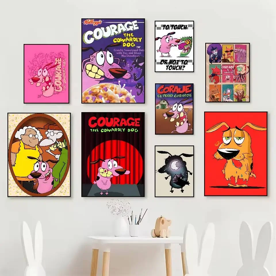 Cartoons C-Courage The Cowardly Dog Poster HD Posters Self-adhesive Waterproof Ideal For Living Room Bedroom Bar Decoration