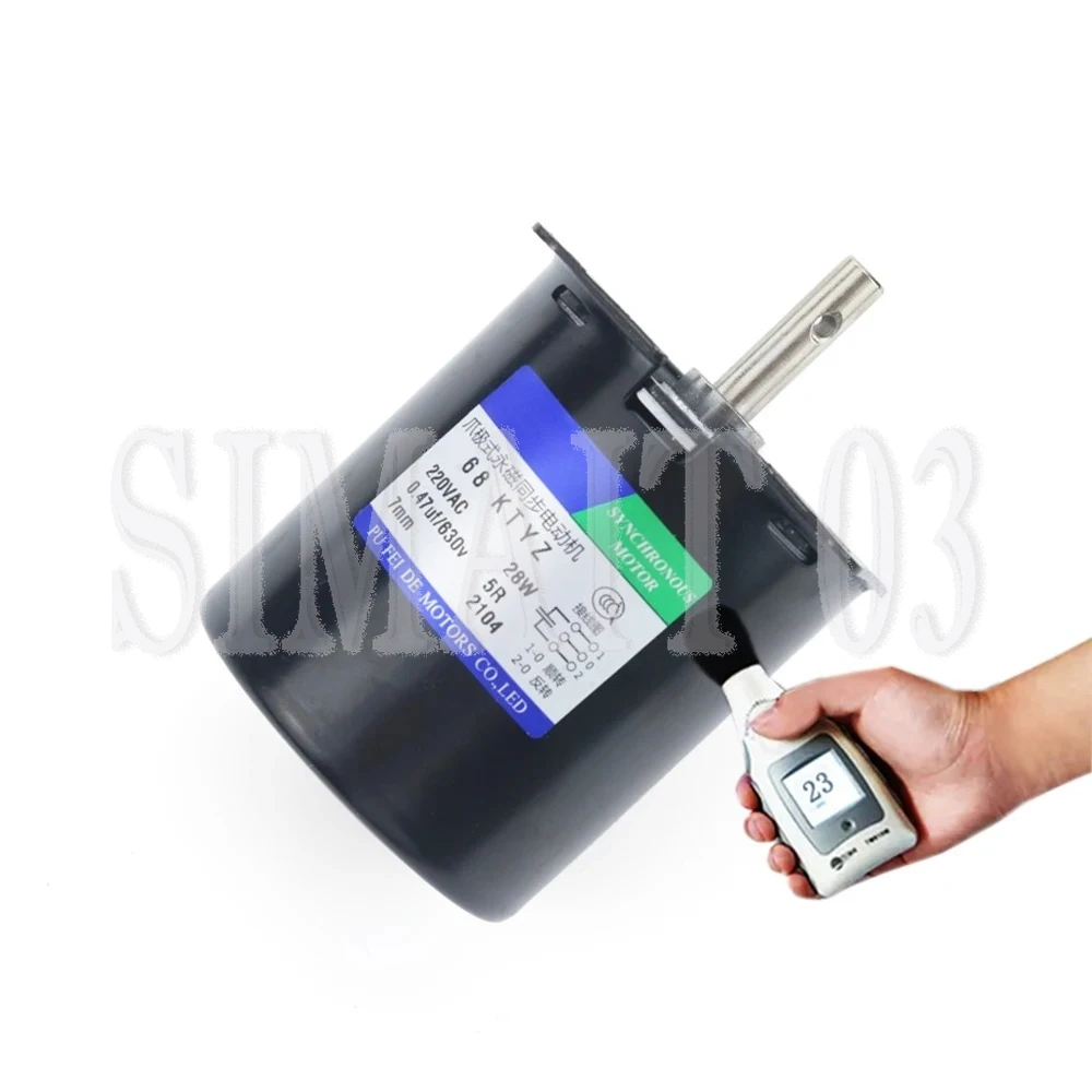 220V AC 68KTYZ Permanent Magnet Synchronous Motor 100KG 28W CW/CCW Metal Gear Motor With Bracket 2.5‑110RPM