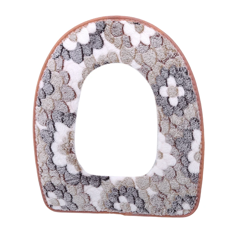 Universal Toilet Mats Flower Printed Soft Toilet Mat Warm Winter Toilet Seat Cover Toilet Mat Washable Bathroom Accessories