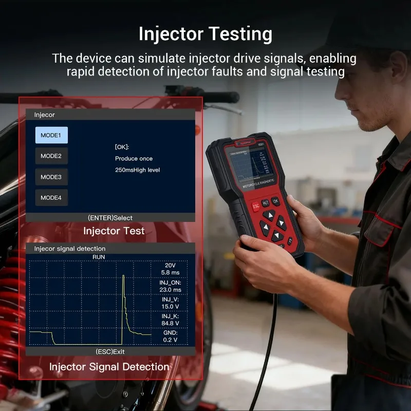 2026 New M201 Motorcycle Diagnostic Instrument Wireless WIFI Upgrade Electronic Fuel Injection Battery Dual System Tester