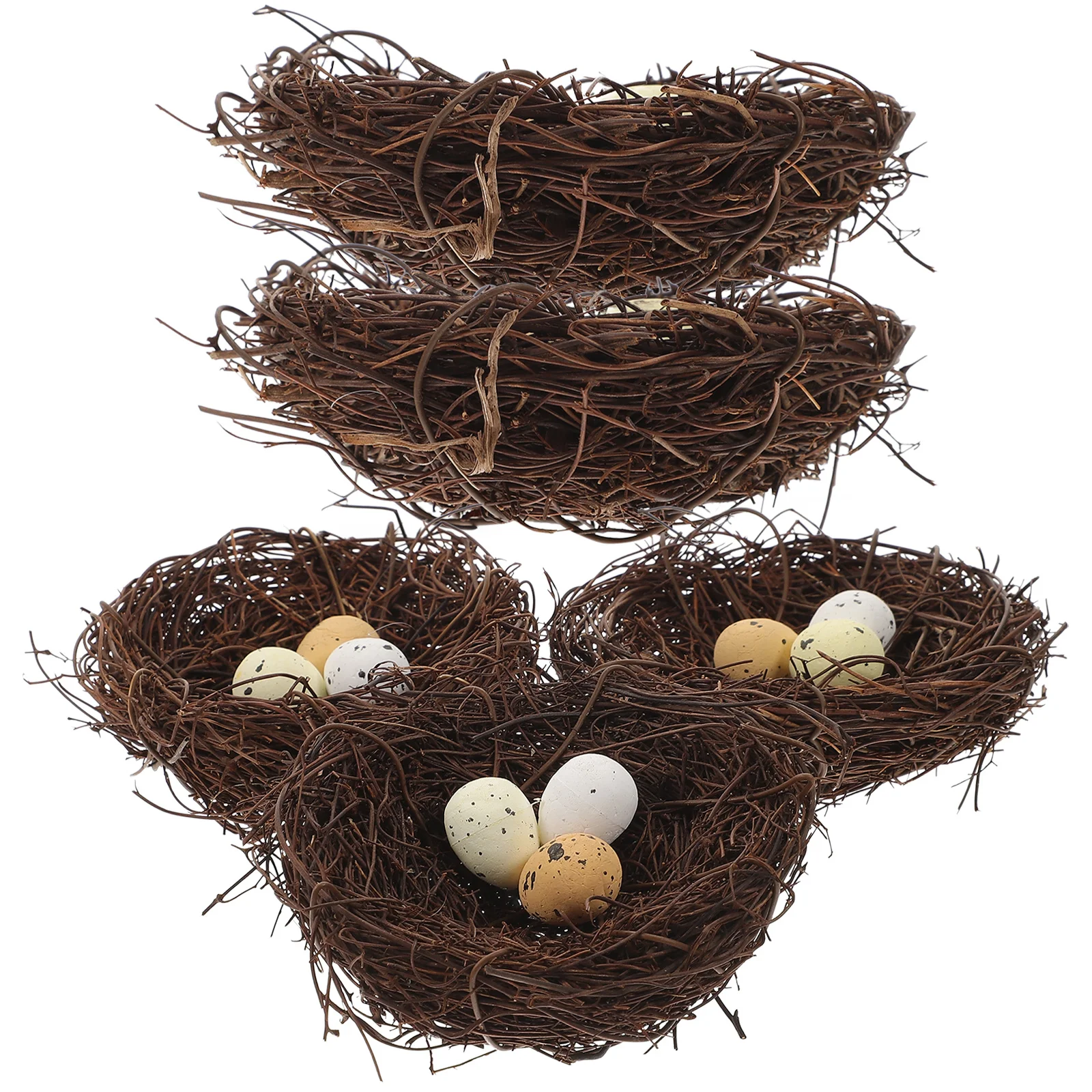 

5pcs Plastic Table Artificial Bird Nest With Egg Garden Home Decor Ornament Outdoor Landscape Birds Nest Decor