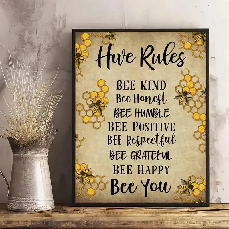 

1Pcs Simple Bee Text Art Canvas Poster Print Wall Art Modern Living Room Home Decor Without Frames