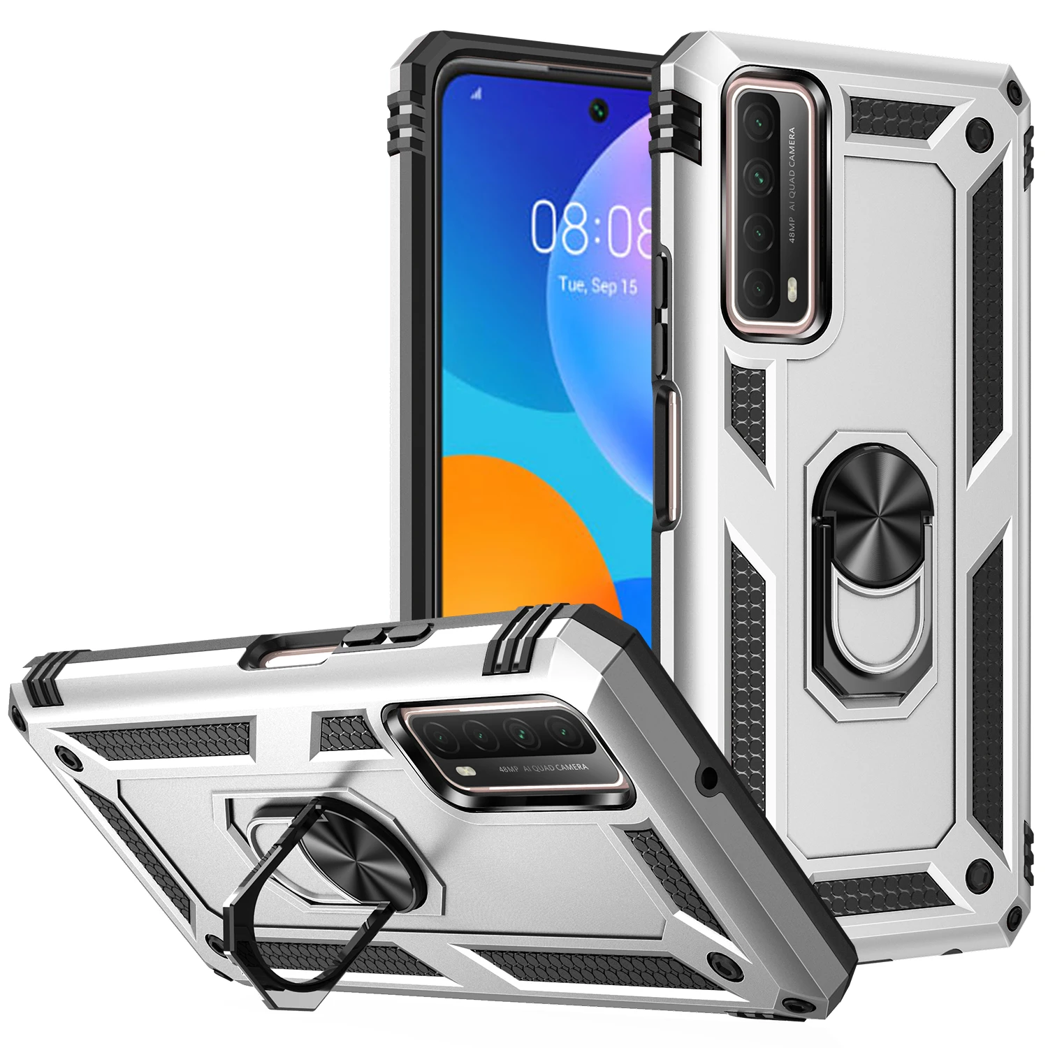 for Huawei Y7a Case Cover Armor Rugged Military Shockproof Magnet Holder Ring Case Fundas Y 7a