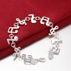 Factory direct fashion 925 Sterling Silver Bracelet for woman Music notation chain fine Luxury jewelry Wedding party gifts