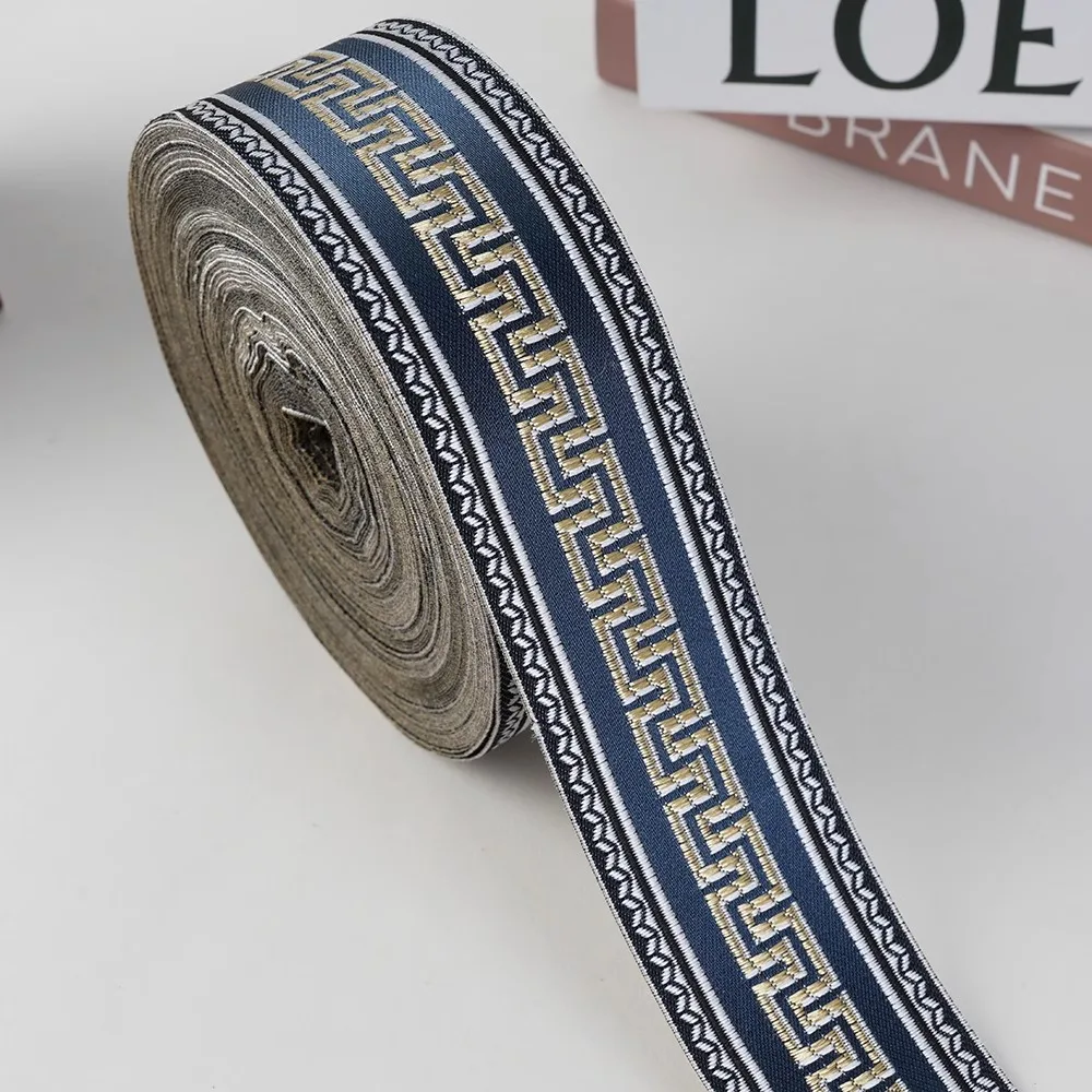 25 Meters Glossy Woven Jacquard Ribbon For Curtain Sofa Pillow Carpet Decoration 4.5CM Gold Thread Sewing Straps DIY Crafts