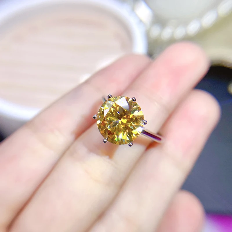 

Natural Yellow Moissanite ring for women silver 925 jewelry luxury gem stones 18k gold plated free shiping items Party Gift