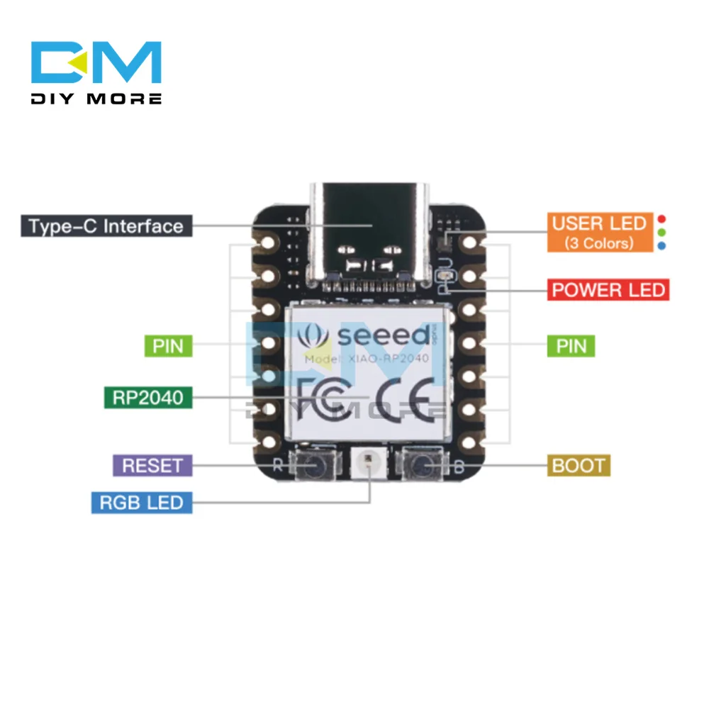 

Тип-C Seeeduino XIAO 2040 микроконтроллер Cortex M0 + Nano 133 МГц SPI I2C UART интерфейс макетная плата для Arduino
