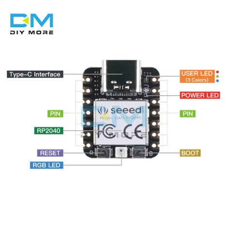 Type-C Seeeduino XIAO 2040 Microcontroller Cortex M0 + Nano 133MHz SPI I2C UART Interface Development Board for Arduino