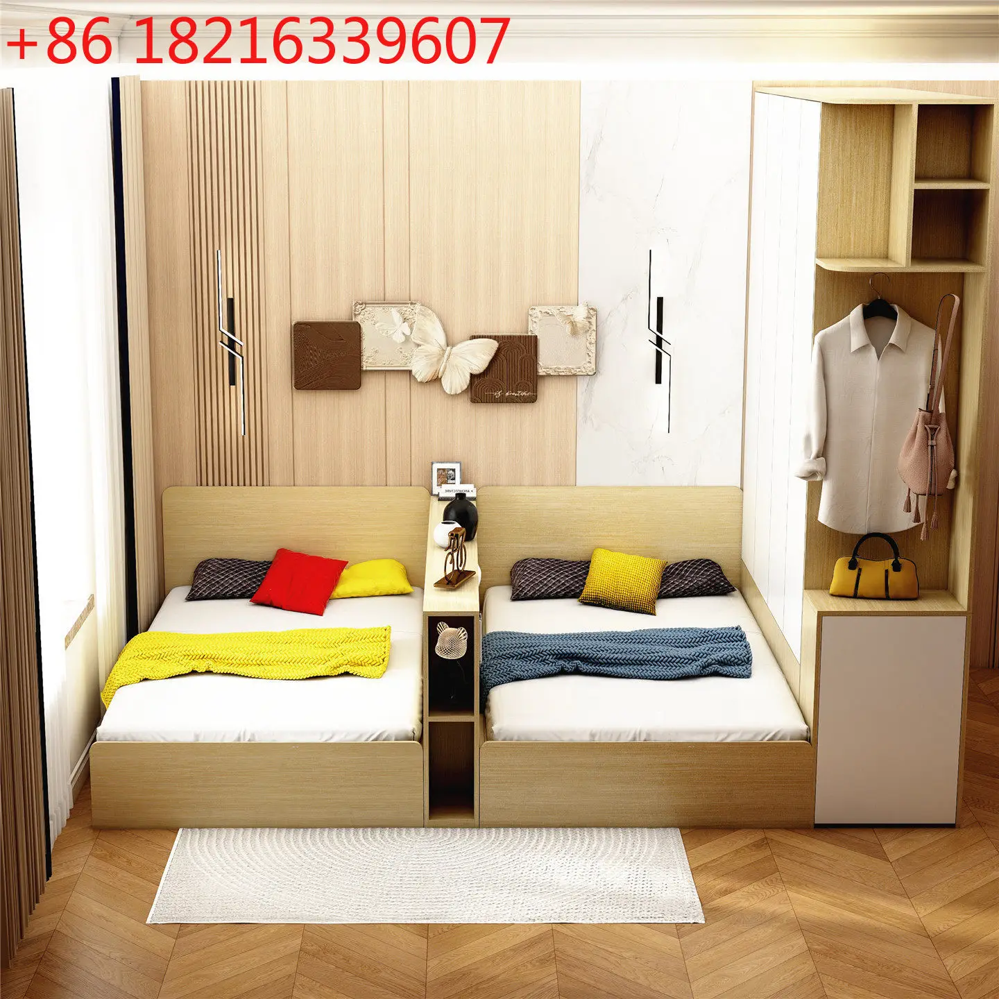 YAO bedroom bed one room becomes two rooms partition bed does not interfere with each other double bed storage storage