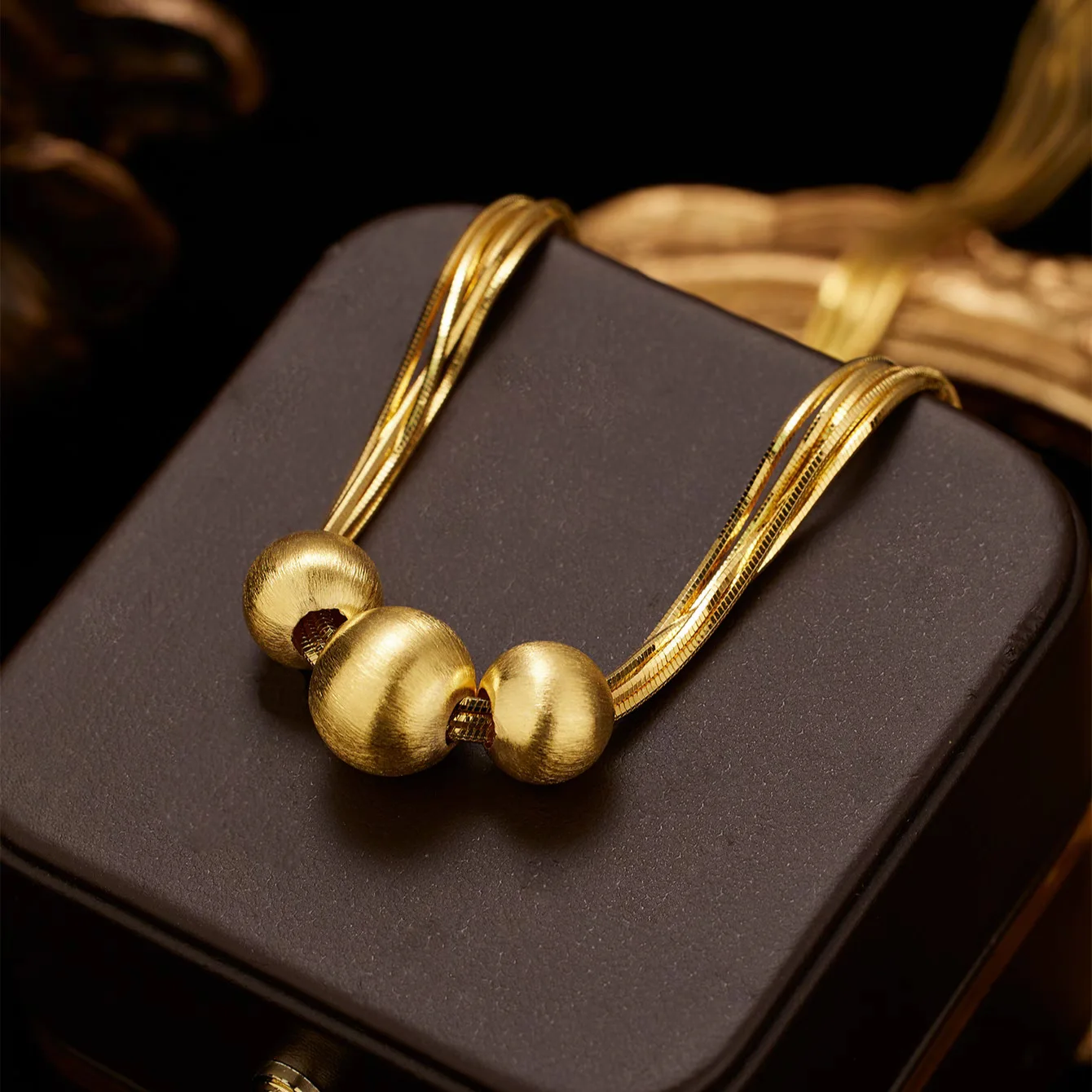 

Cat's Eye Necklace for Women, 24K Gold, AU999 | Distressed "antique bronze" gold with auspicious text, rustic festive symbolism.