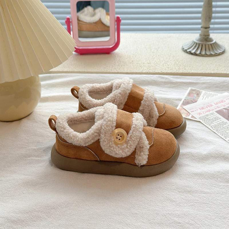 

2025 Winter Warm Snow Boots with Fur Design for Girls' Short Boots Anti slip Lightweight Comfortable and Casual Shoes