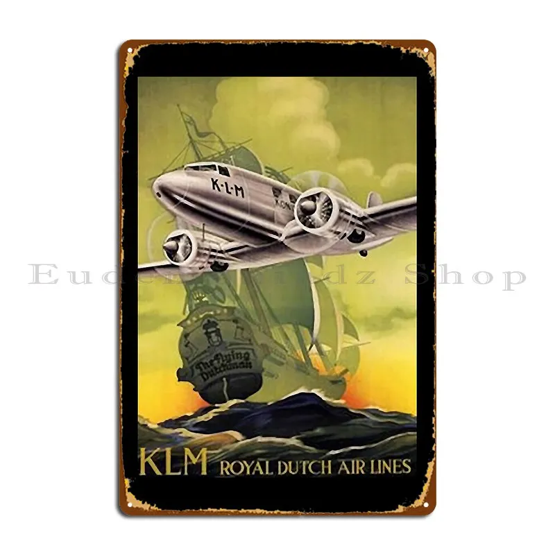 Klm Dutch Air Lines Flying Dutchman Ship Arplane Metal Sign Cinema Designs Mural Cinema Cinema Tin Sign Poster