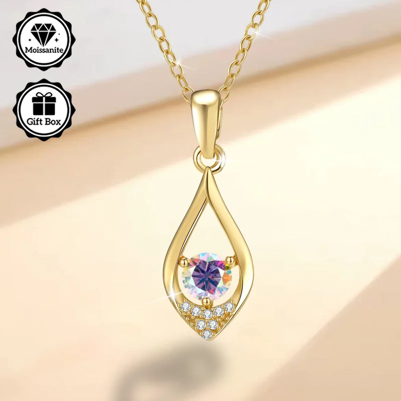 LAMVOICE / Schmuck für Frauen, hochwertiger Schmuck, hypoallergene Halskette, 0,5 Karat Moissanit-Halskette für Frauen, Weihnachtsgeschenk