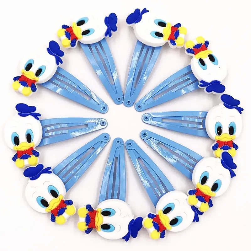 10PCS Mickey Minnie Bowknot Wave Point Donald Daisy PVC Cartoon Hairpins Hair Accessories Barrette Hair Clip Hairwear Girls Bows