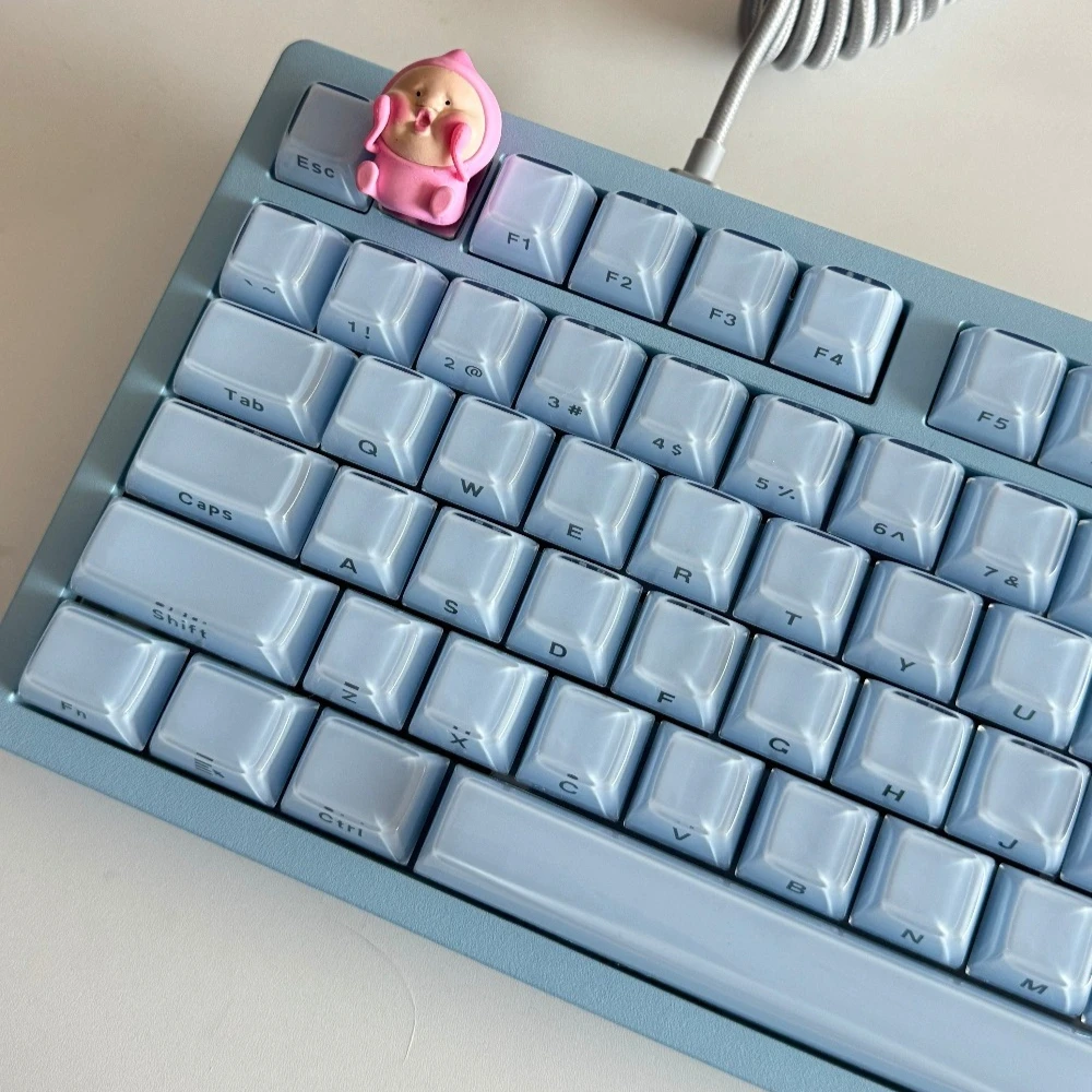 Blue White Jelly Pudding Crystal Keycap Side Print OEM Profile Keycap Pretty 113 key cap Gamer Mechanical Keyboard AJAZZ wooting