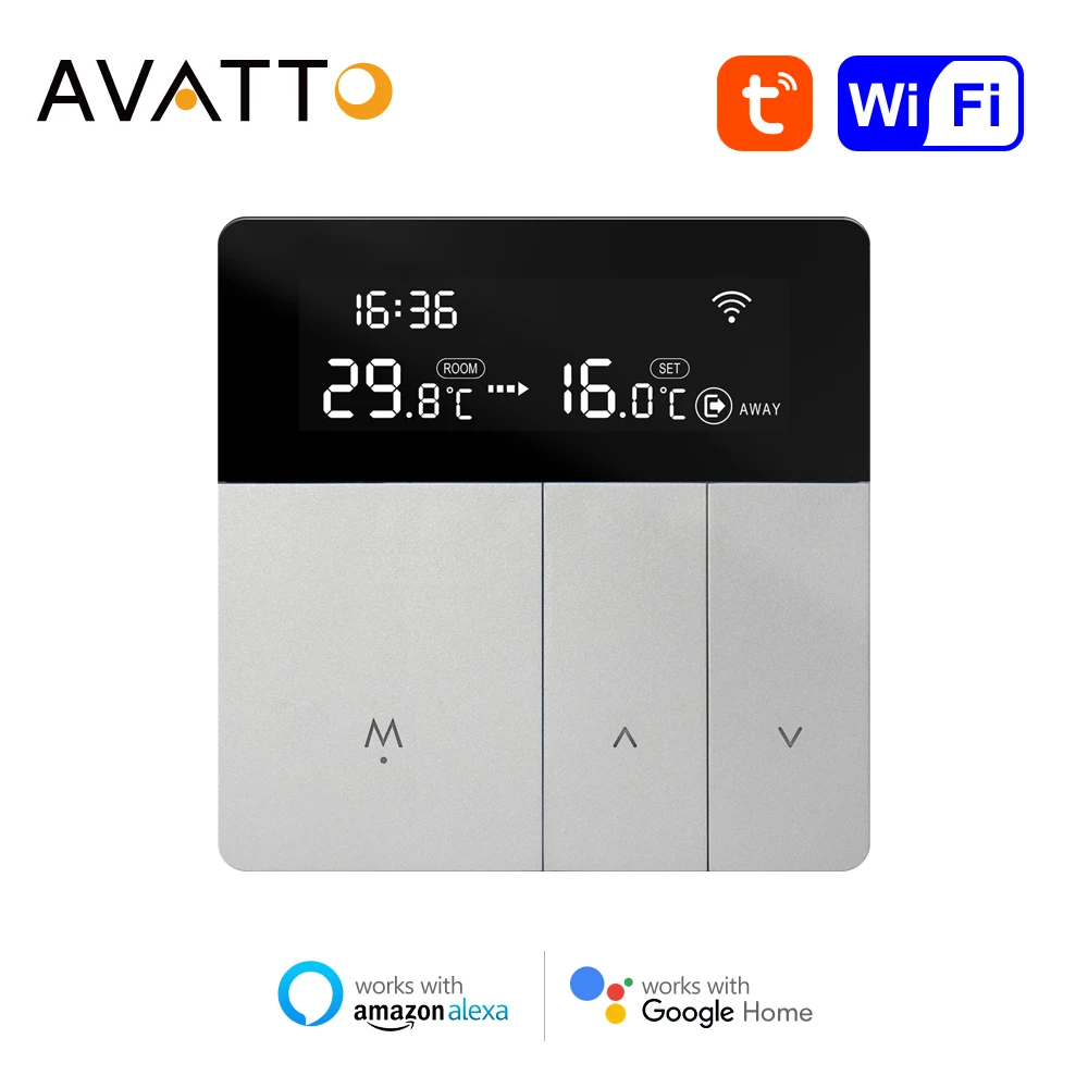 AVATTO WiFi Smart Thermostat Touch Screen LCD Display,100-240 V Tuya APP Remote Control,Work for Alexa Google Home Yandex Alice