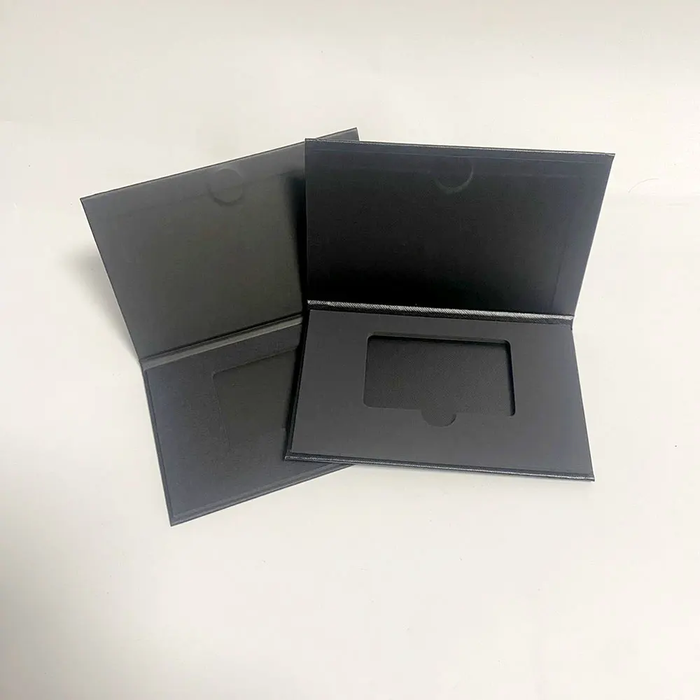 블랙 크래프트 종이 선물 카드 상자, eva 슬롯 및 마그네틱 걸쇠가 있는 명함 패키지, 5 개